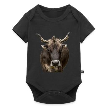Kuh T-Shirt Aufpasser Kuh - Baby Premium Kurzarmbody - Schwarz - Vorne