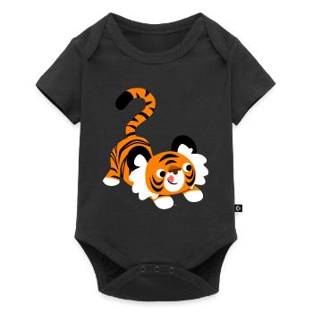 Un tigre cartoon mignon prêt à bondir! par - Body à manches courtes Premium Bébé - noir - Devant