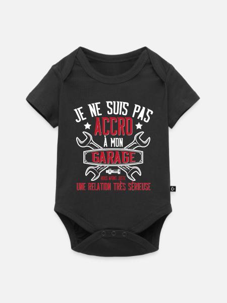 "Je ne suis pas accro à mon garage" t-shirt humour - Body à manches courtes Premium Bébé - noir