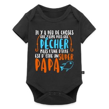 Super papa pêcheur cadeau - Body à manches courtes Premium Bébé - noir - Devant