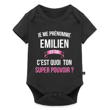 Emilien super pouvoir femme - Body à manches courtes Premium Bébé - noir - Devant