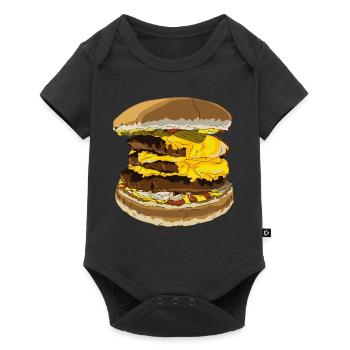 Burger Cheeseburger Gigant - Baby Premium Kurzarmbody - Schwarz - Vorne