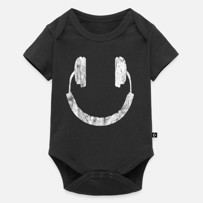 Kopfhörer - Smiley - Baby Premium Kurzarmbody - Schwarz