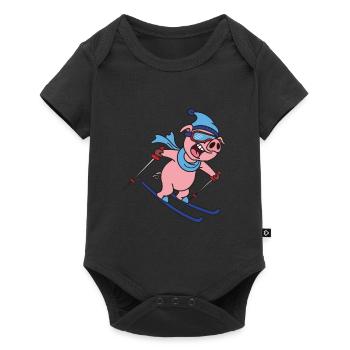 T-shirt Cochon Ski Holiday Cadeau Conducteur De Ski - Body à manches courtes Premium Bébé - noir - Devant