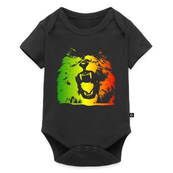 lion rasta - Body à manches courtes Premium Bébé - noir - Devant