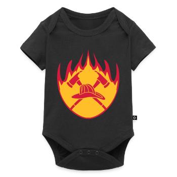 Fire flame helmet 2 axes logo - Baby Premium short-sleeve bodysuit - black - Front