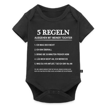5 Regeln Ausgehen Mit Meiner Tochter - Baby Premium Kurzarmbody - Schwarz - Vorne