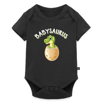 Babysaurus Vater und Kind Dinosaurier Partnerlook - Baby Premium Kurzarmbody - Schwarz - Vorne