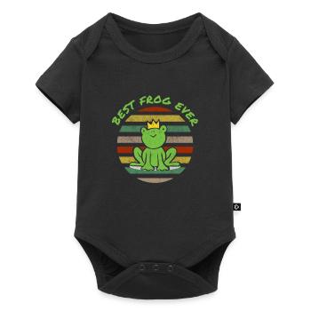 Comic frog funny funny joke green crown king - Baby Premium short-sleeve bodysuit - black - Front