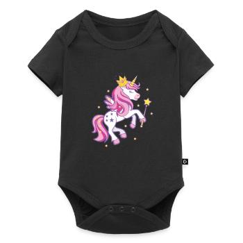 Unicorn princess unicorn crown star wand pink - Baby Premium short-sleeve bodysuit - black - Front