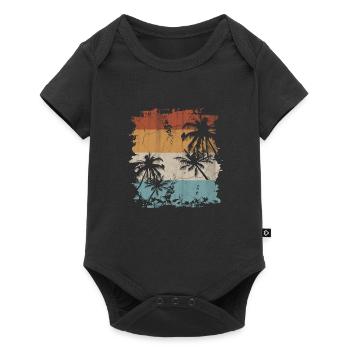 Summer sea sun beach vacation water beach palm tree - Baby Premium short-sleeve bodysuit - black - Front