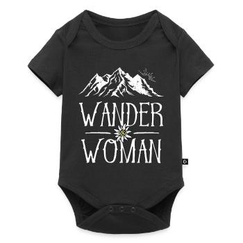Wander Woman Berge Bergsteigen Wandern Sprüche - Baby Premium Kurzarmbody - Schwarz - Vorne