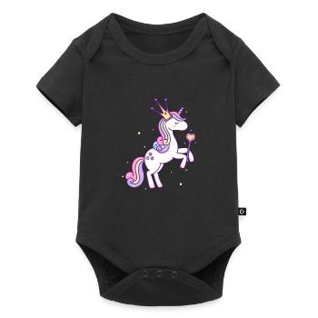 Unicorn princess crown star staff shoes pink - Baby Premium short-sleeve bodysuit - black - Front