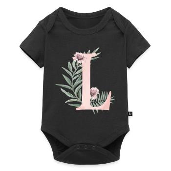 Letter L with flowers - Baby Premium short-sleeve bodysuit - black - Front