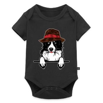 Chien de berger border collie chien avec chapeau idée cadeau - Body à manches courtes Premium Bébé - noir - Devant