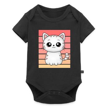 Petit chat mignon au coucher du soleil - Body à manches courtes Premium Bébé - noir - Devant