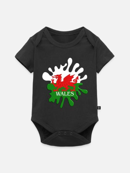 Walisische Flagge - Baby Premium Kurzarmbody - Schwarz