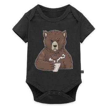 Mürrischer Bär with coffee morning muffle - Baby Premium short-sleeve bodysuit - black - Front