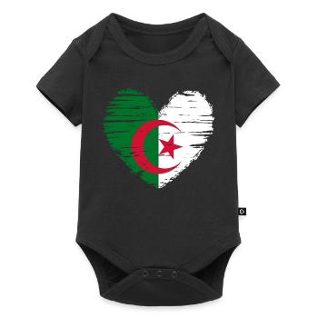 Algeria Heart Flag Flag Coat of Arms - Baby Premium short-sleeve bodysuit - black - Front