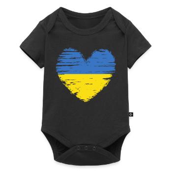 Ukraine Heart Flag Flag Coat of Arms - Baby Premium short-sleeve bodysuit - black - Front