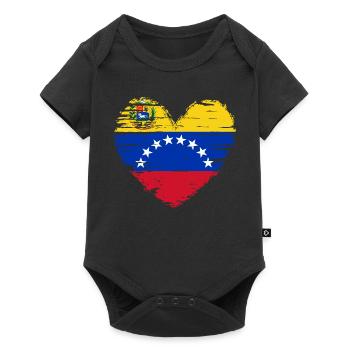 Venezuela Heart Flag Flag Coat of Arms - Baby Premium short-sleeve bodysuit - black - Front