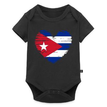Cuba coeur drapeau blason - Body à manches courtes Premium Bébé - noir - Devant