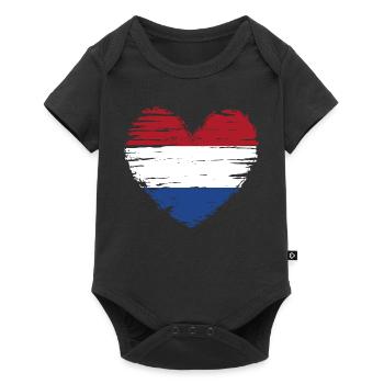 Netherlands Heart Flag Flag Coat of Arms - Baby Premium short-sleeve bodysuit - black - Front