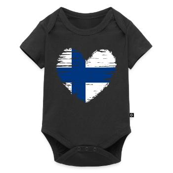 Finland Heart Flag Flag Coat of Arms - Baby Premium short-sleeve bodysuit - black - Front