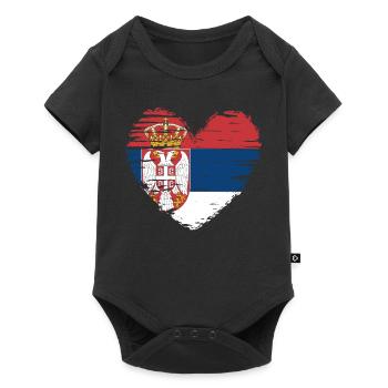 Serbie coeur drapeau blason - Body à manches courtes Premium Bébé - noir - Devant