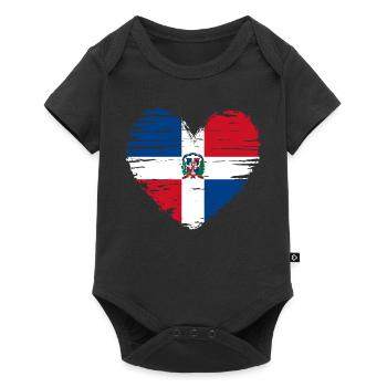 Dominican Republic Heart Flag Flag Coat of Arms - Baby Premium short-sleeve bodysuit - black - Front