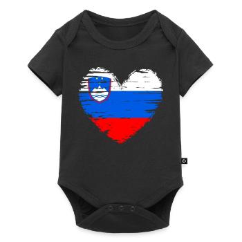 Drapeau drapeau de la Slovénie - Body à manches courtes Premium Bébé - noir - Devant