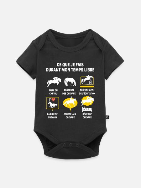 cheval équitation passion humour equitation - Body à manches courtes Premium Bébé - noir