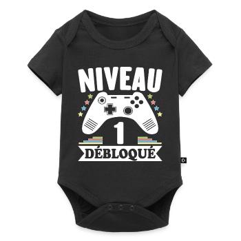 Niveau 1 An Débloqué Gaming Cadeau Anniversaire - Body à manches courtes Premium Bébé - noir - Devant