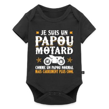 Je Suis Un Papou Motard Grand-père Cadeau Moto - Body à manches courtes Premium Bébé - noir - Devant
