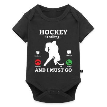 Hockey sur glace Hockey Joueur de hockey sur glace Équipe de hockey sur glace - Body à manches courtes Premium Bébé - noir - Devant