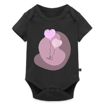 Love Lettering 2 Balloons Heart Balloons Saying - Baby Premium short-sleeve bodysuit - black - Front