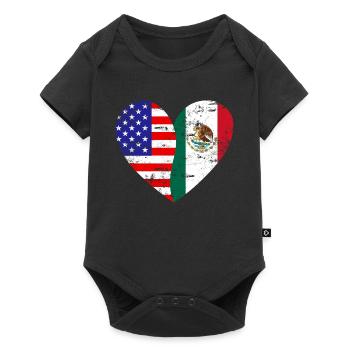 USA Mexico Grunge Flag Heart - Baby Premium short-sleeve bodysuit - black - Front