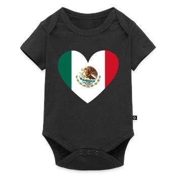 Cœur du drapeau du Mexique - Body à manches courtes Premium Bébé - noir - Devant