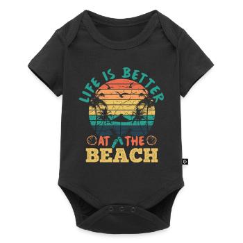 Life is better at the beach - Baby Premium Kurzarmbody - Schwarz - Vorne
