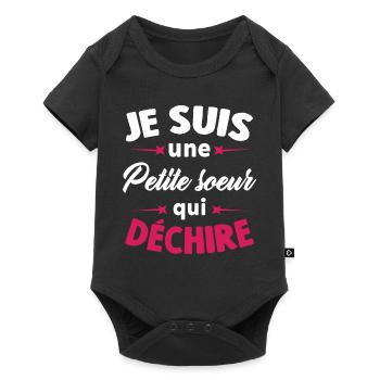 Je Suis Une Petite soeur Qui Déchire - Body à manches courtes Premium Bébé - noir - Devant