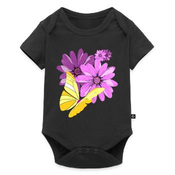 Butterfly on flowers - Baby Premium short-sleeve bodysuit - black - Front