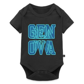 Gênes Gênes Italie Ville 3D Font Skyline - Body à manches courtes Premium Bébé - noir - Devant