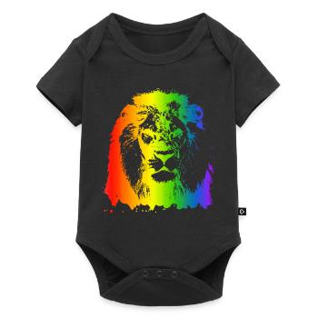 Lion Rainbow Animal Face coloré comme un chat - Body à manches courtes Premium Bébé - noir - Devant