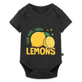 Girl Likes Citrons Fruits Limonade d'été - Body à manches courtes Premium Bébé - noir - Devant