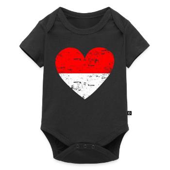 Cœur de drapeau indonésien - Body à manches courtes Premium Bébé - noir - Devant