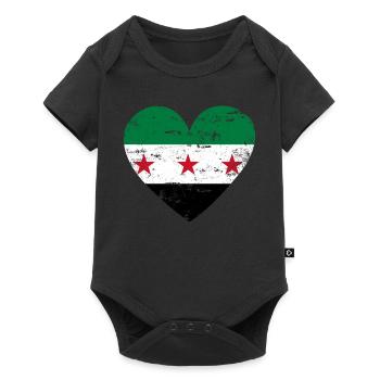 Syria Flag Heart - Baby Premium short-sleeve bodysuit - black - Front