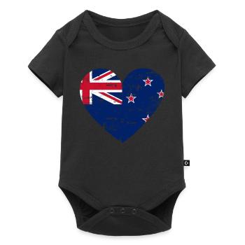 Cœur du drapeau de la Nouvelle-Zélande - Body à manches courtes Premium Bébé - noir - Devant
