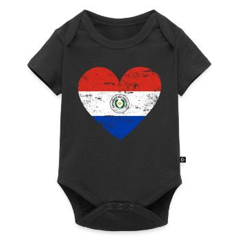 Paraguay Flag Heart - Baby Premium short-sleeve bodysuit - black - Front