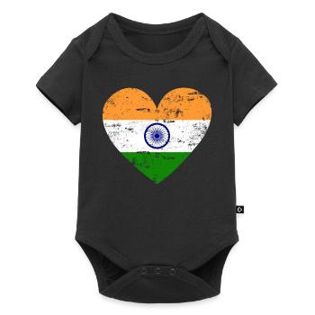 Cœur du drapeau de l’Inde - Body à manches courtes Premium Bébé - noir - Devant