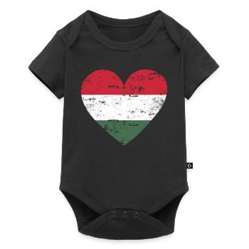 Hongrie Drapeau Cœur - Body à manches courtes Premium Bébé - noir - Devant